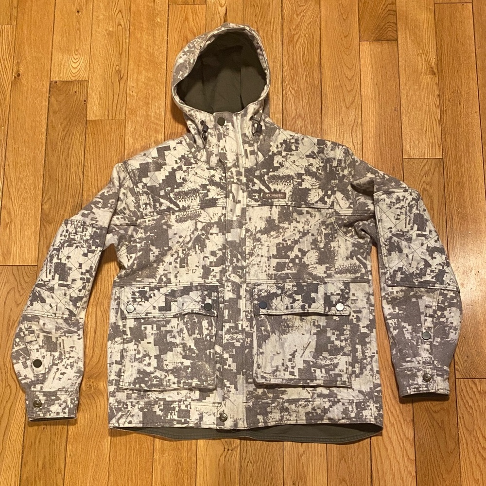 Columbia PHG Timberwolf Digital Snow Camo Wool Blend Jacket with Hood